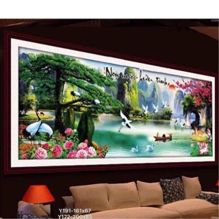 Tranh thêu chữ thập non nước hữu tình (215x90cm)