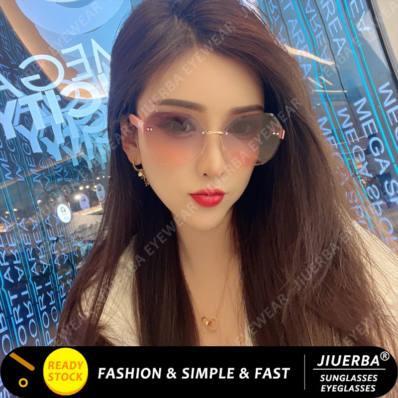 (JIUERBA) Kính Râm Thời Trang Phương Tây Không Vành Hình Đa Giác Màu Kẹo Retro
