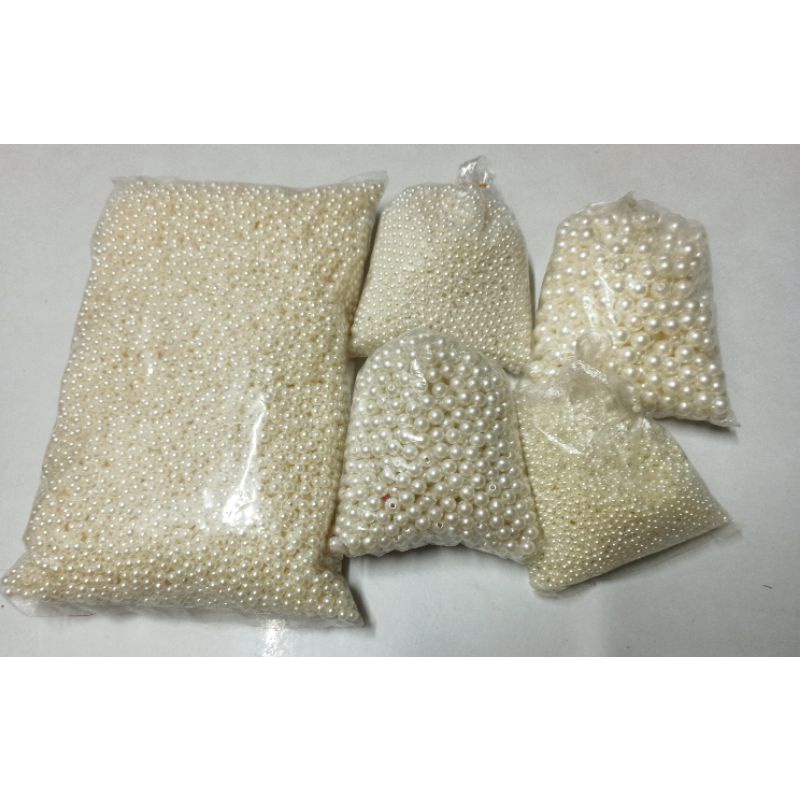 Hạt bẹt/ cườm trắng kem/ hạt trai/ hạt châu 25gr đủ size hàng loại 1