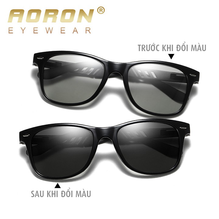 Kính đổi màu đi ngày và đêm AORON Khung nhôm magie bản lề lò xo, mắt kính polarized phân cực, chống UV - MK1914