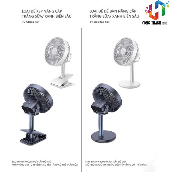 [Hàng Chính Hãng] Quạt mini kẹp xe đẩy, kẹp để bàn văn phòng Jisulife F7B | BigBuy360 - bigbuy360.vn