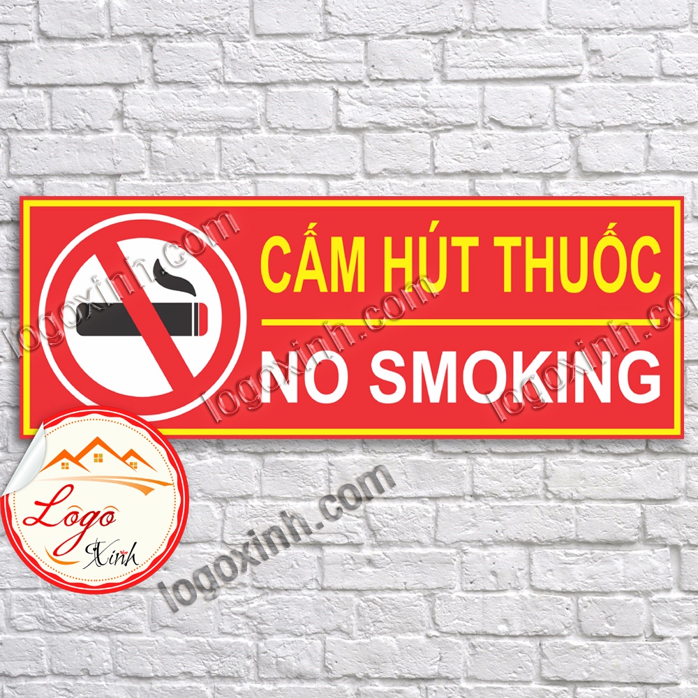 LOGO TEM STICKER KHÔNG HÚT THUỐC LÁ, DÙNG CHO NHÀ Ở, CÔNG TY, VĂN PHÒNG, NƠI CÔNG CỘNG......NO SMOKING