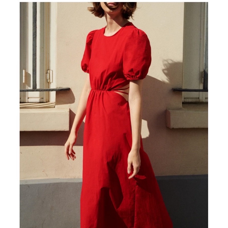 ĐẦM MIDI TAY BỒNG CUT EO SANG TRỌNG ZARA AUTHENTIC TUÔNG STORE