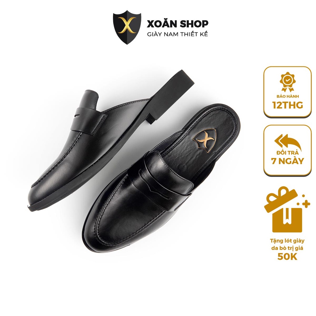 Giày Sục Nam Công Sở XOĂN SHOP Da Bò Thật Size 38 Đến 43 Màu Đen - S008