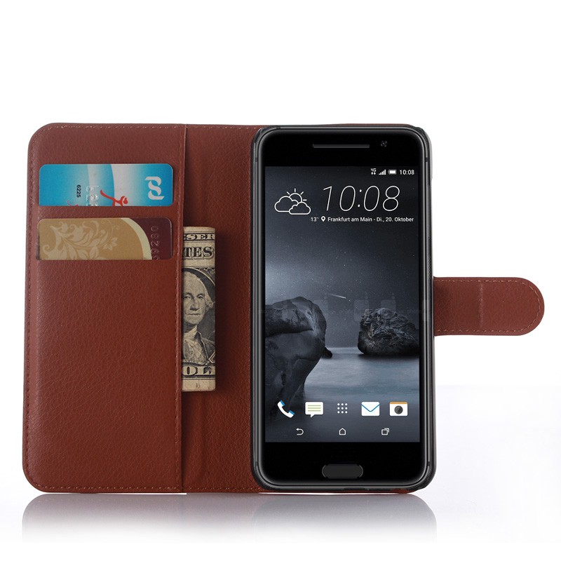 HTC One A9 Case Litchi Leather Wallet Flip Cover Card Slots Stand Holder Case