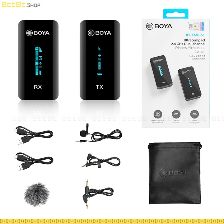 Boya BY-XM6-S1 / BY-XM6-S2 - Micro Không Dây True-Wireless Cho Smartphone, Cameras, Thu Âm, Làm Vlog, Phỏng Vấn