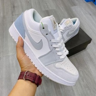 Giày Thể Thao Force trắng xám gót xanh, giày Air Jordan 1 Low Paris Nam Nữ GT05