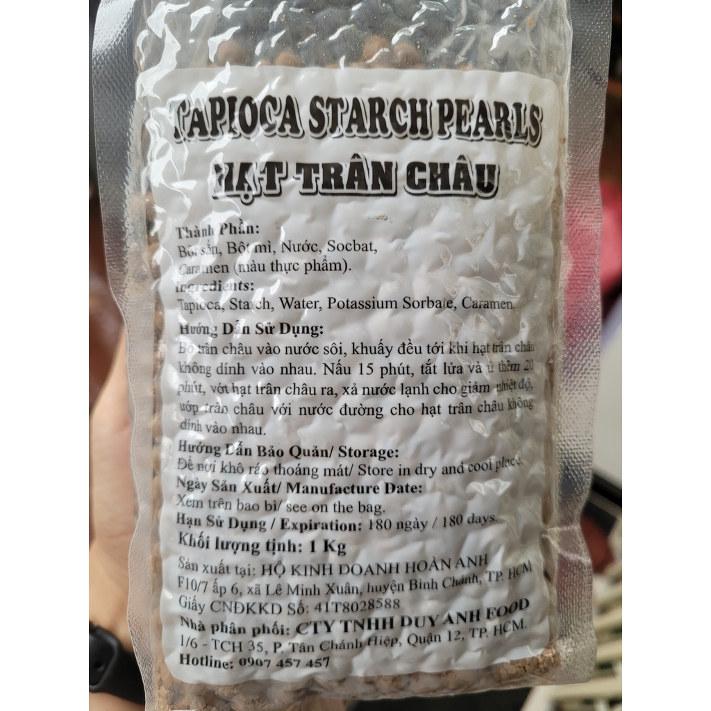 Trân châu đen topping làm nguyên liệu trà sữa đồ uống chính hãng (1KG) hàng Việt Nam làm từ 100% bột mì