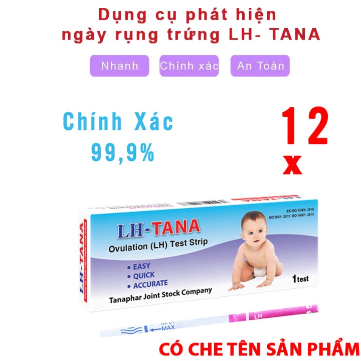 Hộp 12 que thử rụng trứng LH - Tana - Dụng cụ phát hiện ngày rụng trứng LH- TANA - An toàn - Nhanh chóng - Chính Xác