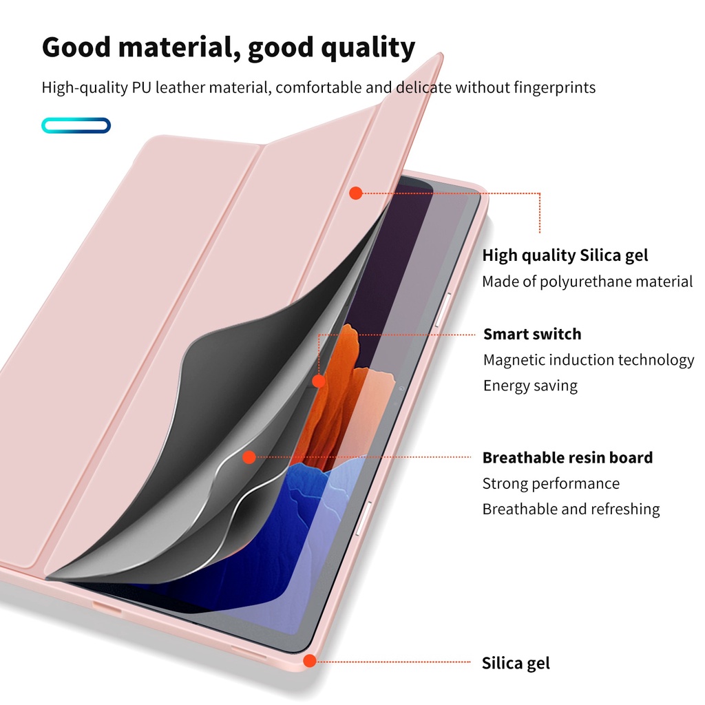 Bao da máy tính bảng nắp gập bảo vệ cho Samsung Galaxy Tab S7 Plus Sm-T870 T875 Sm-T970 T975 11 / 12.4 Inch