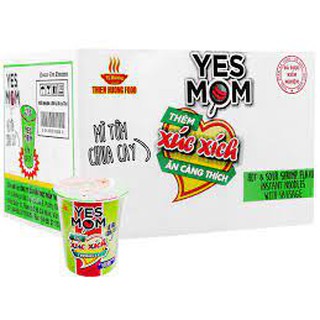 Thùng 24 ly mì tôm chua cay yes mom có xúc xích 76g/ly 5.0