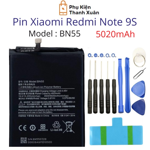 Pin Xiaomi Redmi Note 9S BN55 5020mAh | Hàng Nhập Khẩu | Tặng bộ tháo mở + seal dán