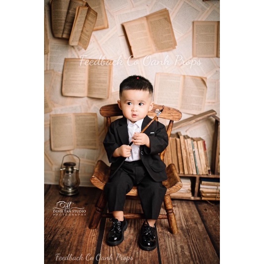 Áo Vest Đen Ngầu Cưng cho bé trai mặc thôi nôi