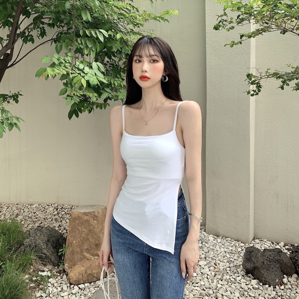 Xiaozhainv Áo Hai Dây Xẻ Tà Màu Sắc Thời Trang Mùa Hè Cho Nữ