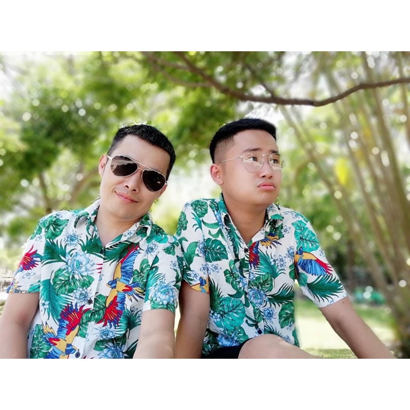 Mẫu lá vẹt - Đồng phục gia đình, cty đồ đôi nhóm - áo váy hoa quả đi biển - có cả đồ bé