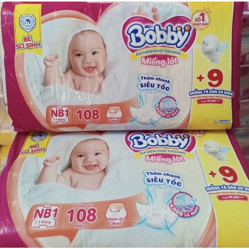 Miếng lót Newborn 1 Bobby (108 miếng) cho bé sơ sinh