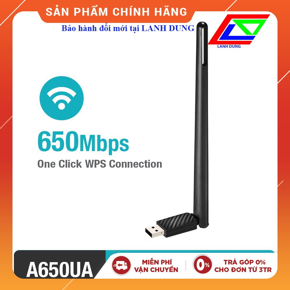 Usb thu wifi băng tần kép AC650 TOTOLINK A650UA-Tốc độ siêu cao 650Mbps | BigBuy360 - bigbuy360.vn