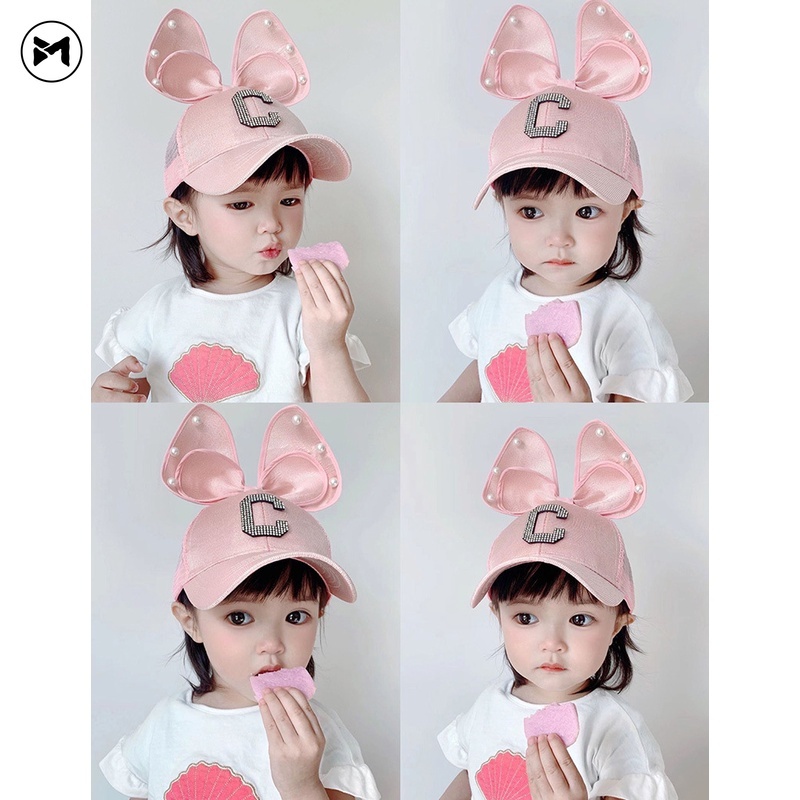 Nón Lưỡi Trai Phối Lưới Thoáng Khí Đính Nơ Dễ Thương Cho Bé Gái