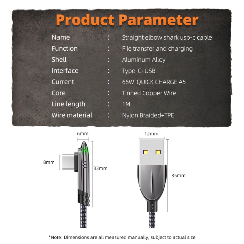 Cáp sạc nhanh HDOORLINK cổng type-c 66W 6A an toàn khi chơi game thích hợp cho Pencil 13 Huawei Xiaomi