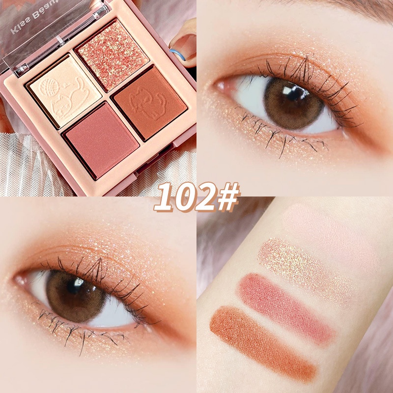 Kiss beauty bảng phấn mắt 4 màu lì và ánh nhũ kết hợp trang điểm tự nhiên | BigBuy360 - bigbuy360.vn