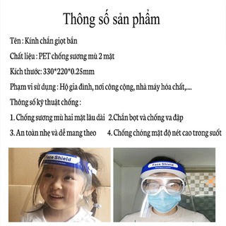 10 Kính Chống Giọt Bắn Tấm Chắn Face Shield, Kính Chắn Bụi Bẩn,Người Lớn Trẻ Em Đeo Đều Vừa