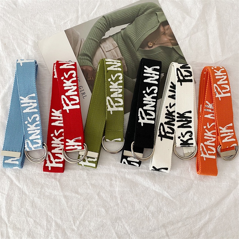 Thắt Lưng Vải canvas Không Đục Lỗ In Chữ Kiểu hip-hop Thời Trang Mùa Hè Cho Nữ