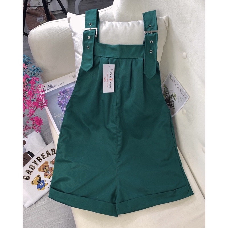 Quần Sooc Yếm Kaki Mềm Xanh Hot Trend From Rộng Co Giãn Nhẹ  Freesize Năng Động