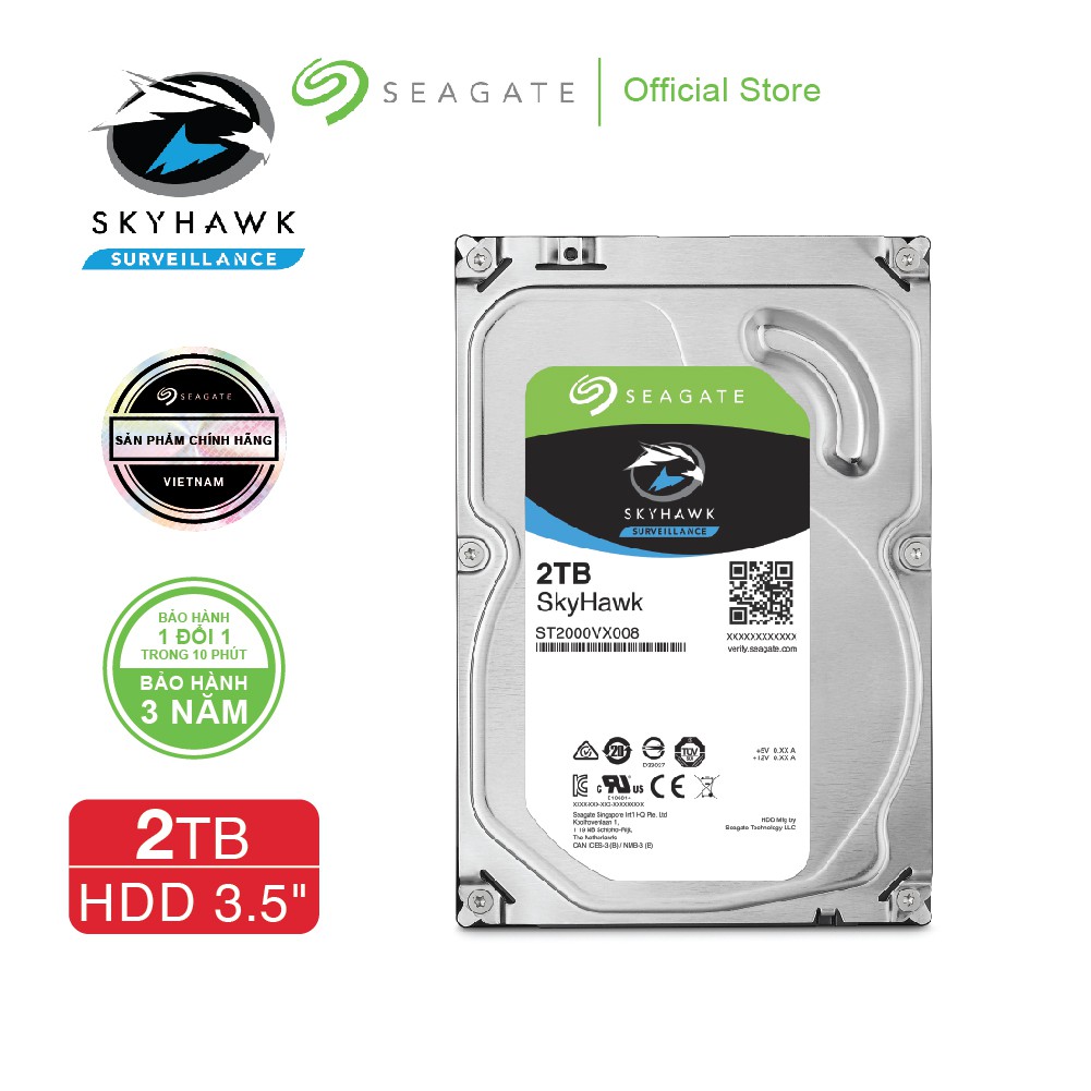 Ổ cứng HDD 3.5" Camera SEAGATE Skyhawk 2TB SATA 5900RPM_ST2000VX008