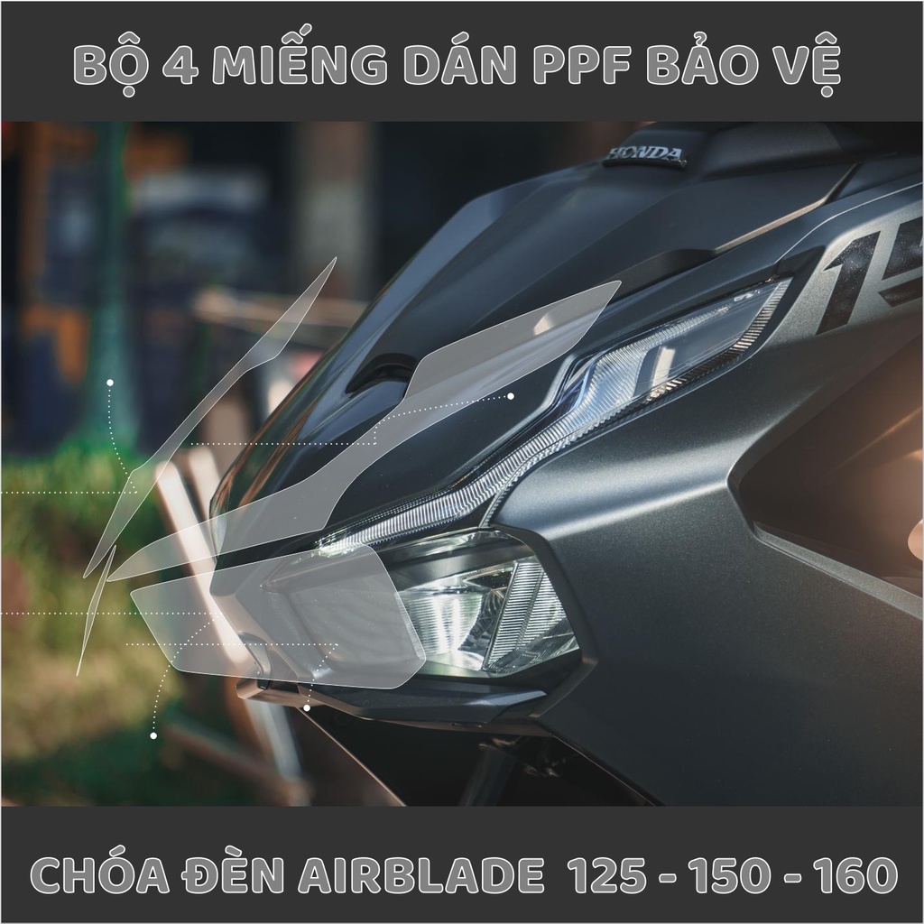 Xe honda AB | COMBO Miếng dán bảo vệ DEMI & CHÓA ĐÈN xe Airblade 125 - 150 160 PPF