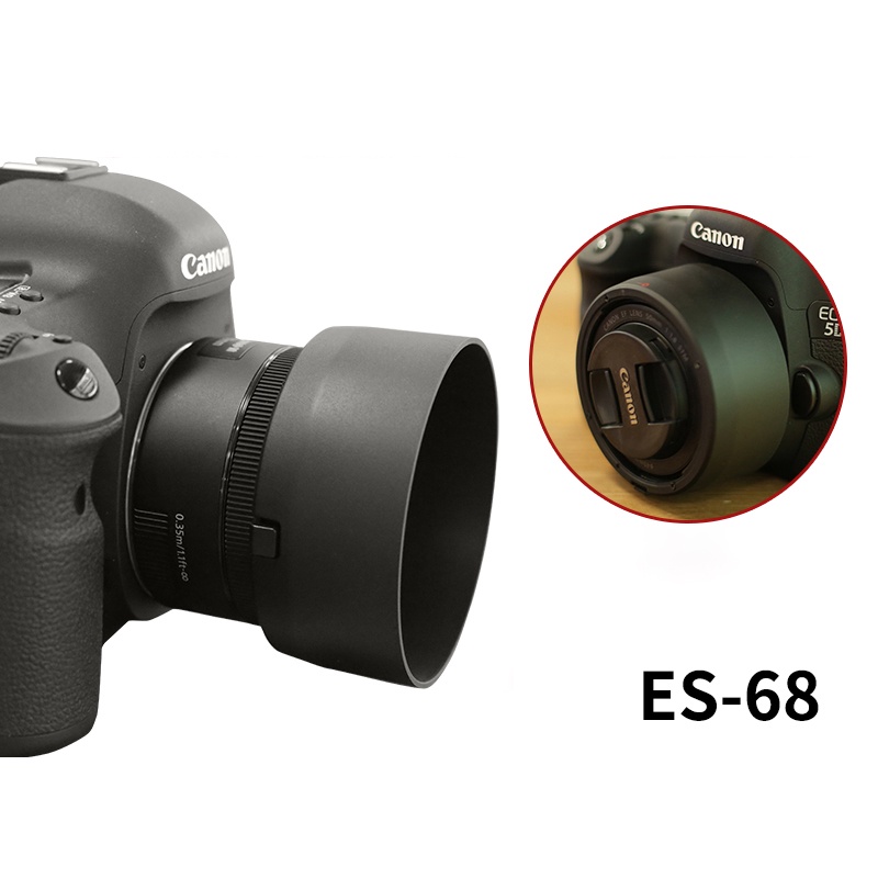 Loa Che Nắng bizoe es-68 Cho Ống Kính Máy Ảnh canon ef 50mm f / 1.8 stm prime 49mm