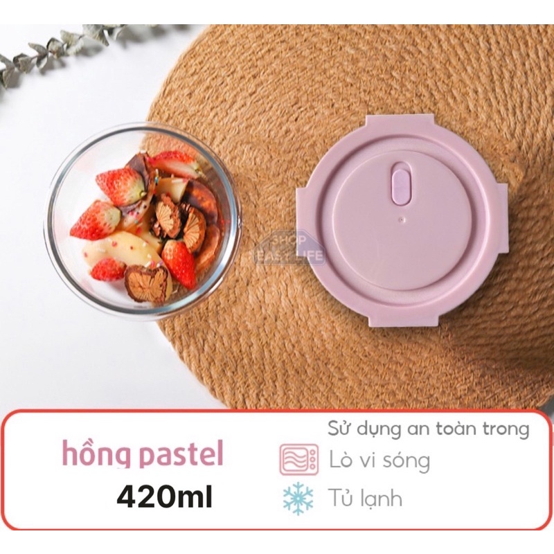 Hộp Thuỷ Tinh 400ml / 420ml Tròn - Hộp Canh, Đựng Cơm Văn Phòng - Chịu Nhiệt, Chống Tràn