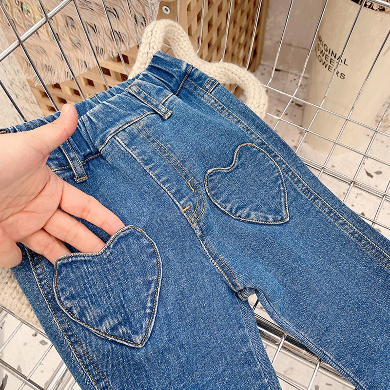 Quần Jeans Ống Loe Phong Cách Hàn Quốc Dễ Thương Cho Bé Gái