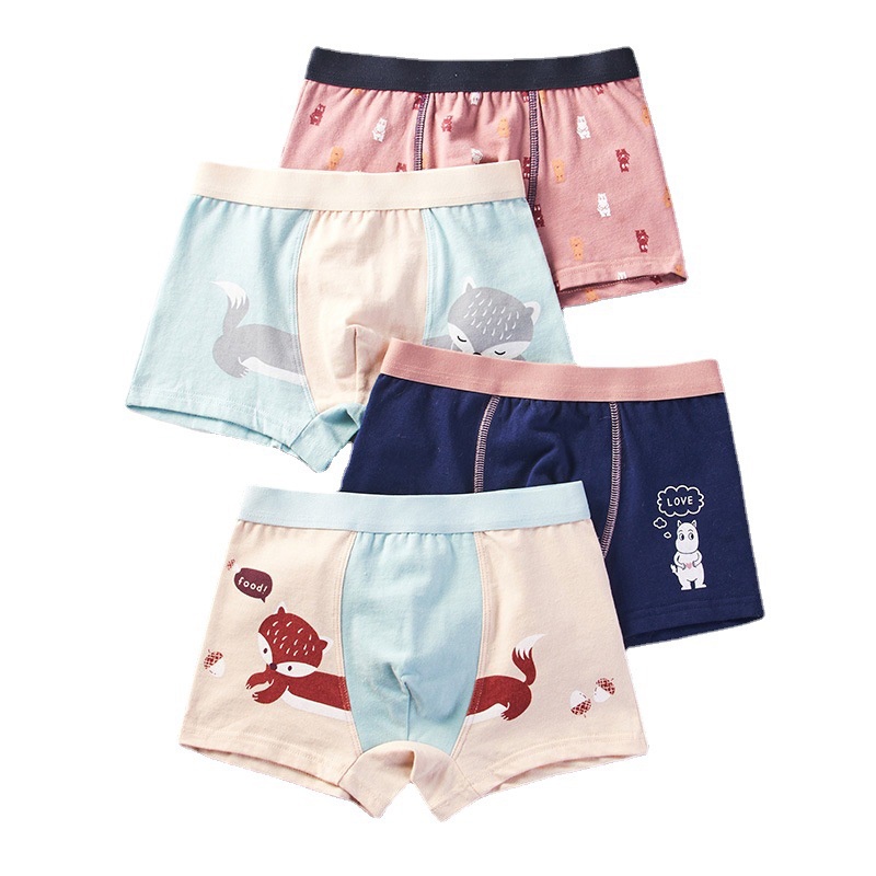 Đồ lót cậu bé Quần short babyboy Bottoms trẻ em Bông quần lót hoạt hình Động vật Hàn Quốc Ins AKKU
