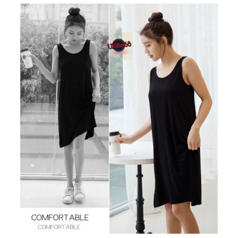 Ukiha68   VÁY NGỦ VÁY LÓT 2 DÂY QUAI TO THUN CO GIÃN VÁY BA LỖ MỀM MỊN MÁT TỪ VẢI MODAL