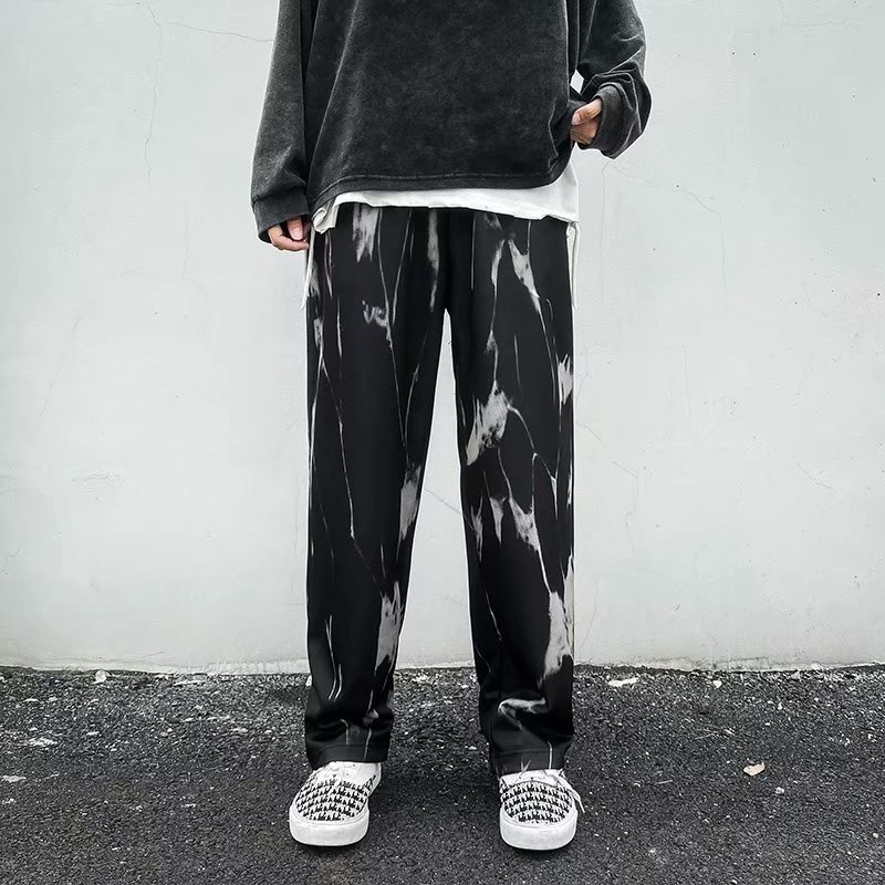 Quần dài ống suông in họa tiết nhuộm màu phong cách hip hop Hàn Quốc thời trang cho nam size M-3XL