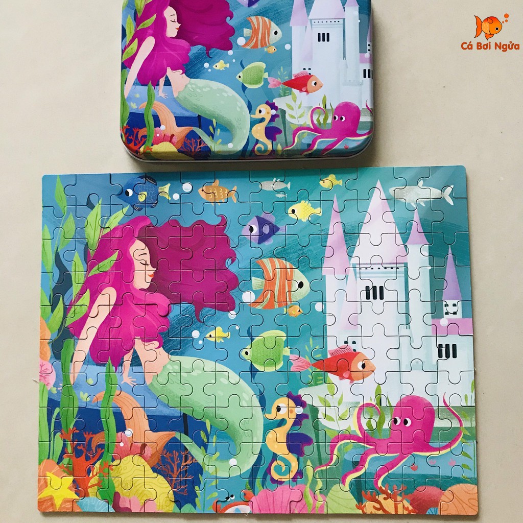 Đồ chơi xếp hình 120 mảnh gỗ hộp thiếc/Đồ chơi xếp hình puzzle cho bé