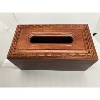 Hộp đựng giấy ăn (khăn giấy) gỗ Cẩm đục hoa văn triện