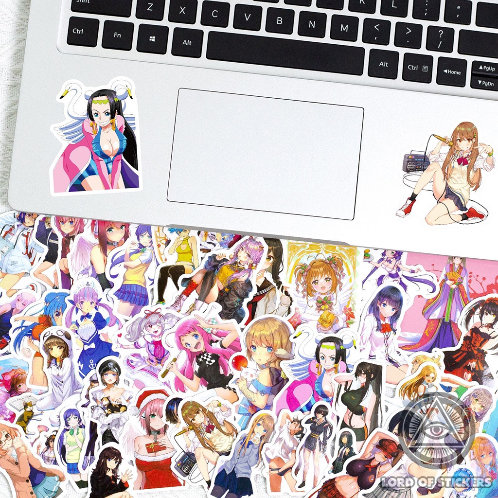 Set 50 Nhãn Dán Anime Waifu Cute Girl Sticker Hình Cô Gái Dễ Thương Dán Trang Trí Mũ Bảo Hiểm, Sổ, Điện Thoại, Laptop