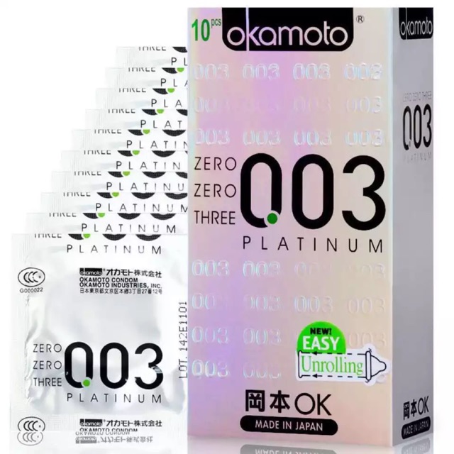 Bao cao su OKAMOTO 003 Platinum HỘP 10 CÁI