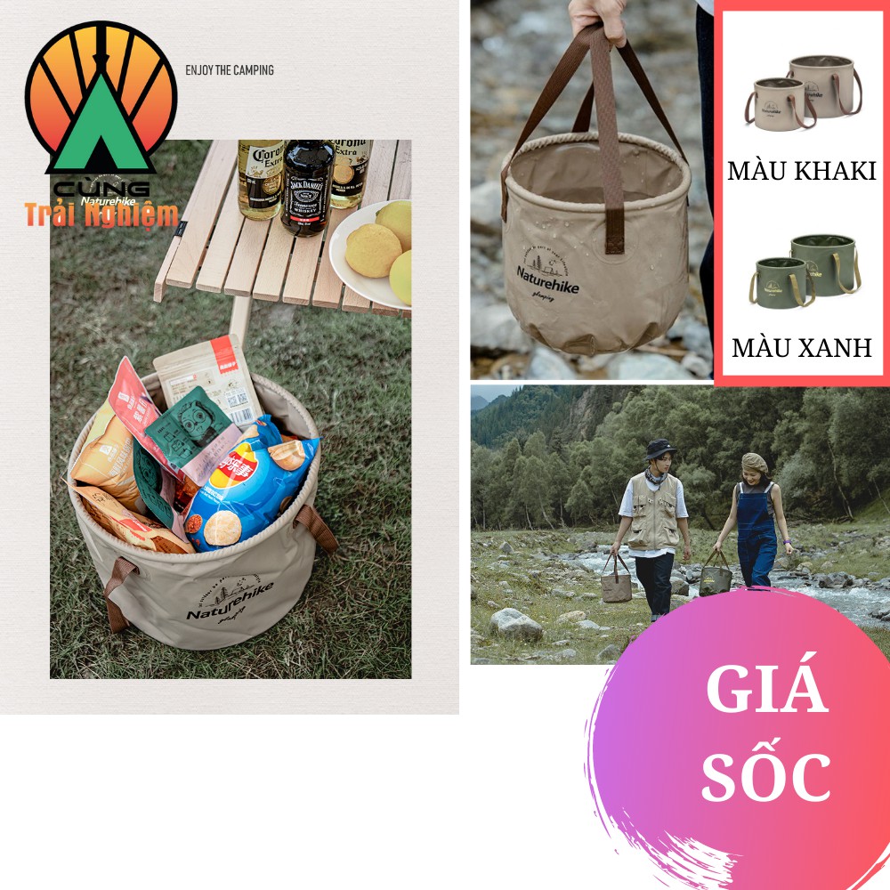 [CHÍNH HÃNG] Xô Du Lịch Gấp Gọn Hình Trụ Naturehike Dành Cho Dã Ngoại, Cắm Trại, Đựng Đồ, Chứa Nước Tiện Dụng NH20SJ040
