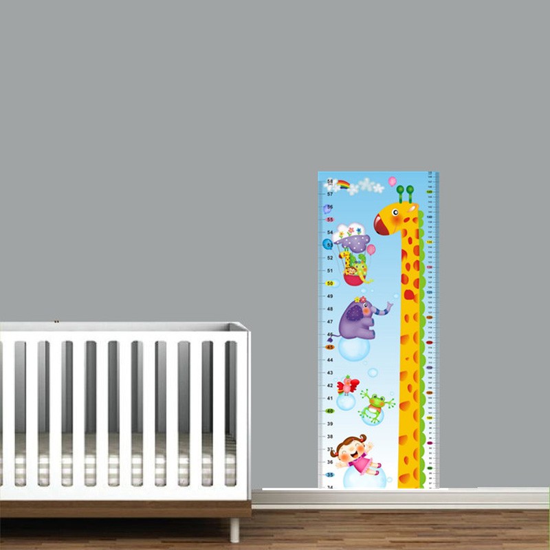 Miếng dán tường đo chiều cao cho bé dễ chùi rửa Decal dán tường thước đo chiều cao trẻ em bé hình con vật