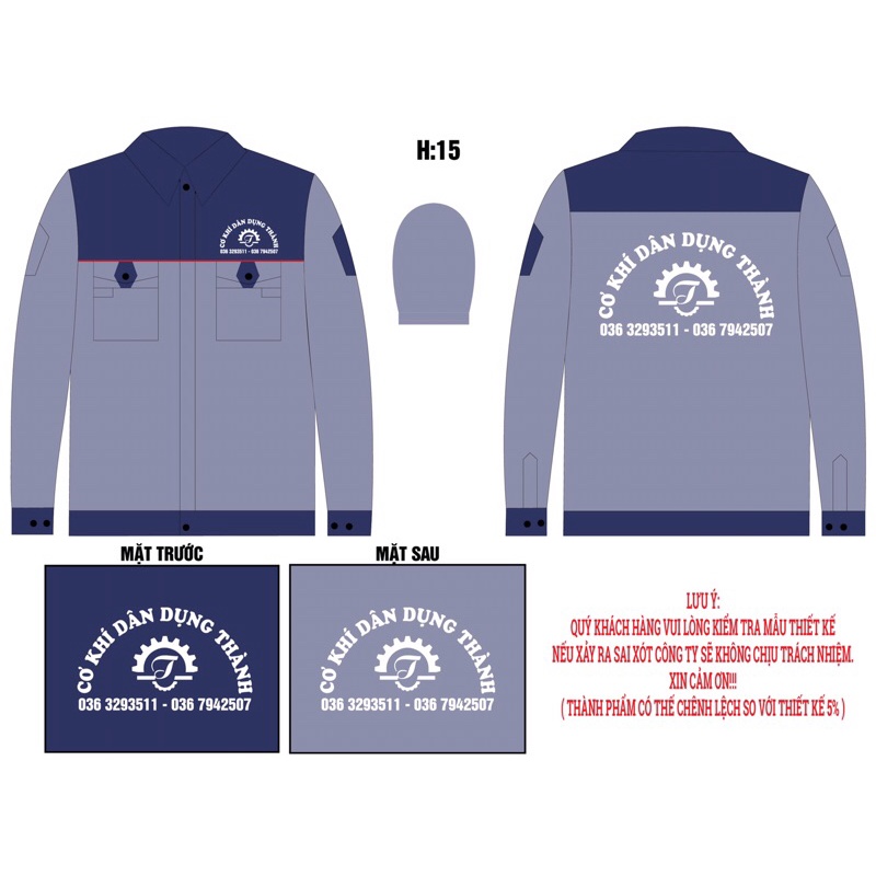 Bộ quần áo bảo hộ lao động, áo công nhân, kĩ thuật công trình HD14