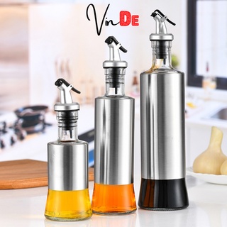 Chai Đựng Dầu Ăn, Gia Vị Thủy Tinh Thông Minh Bọc Inox, Chiết Rót Chống Tràn Vinde
