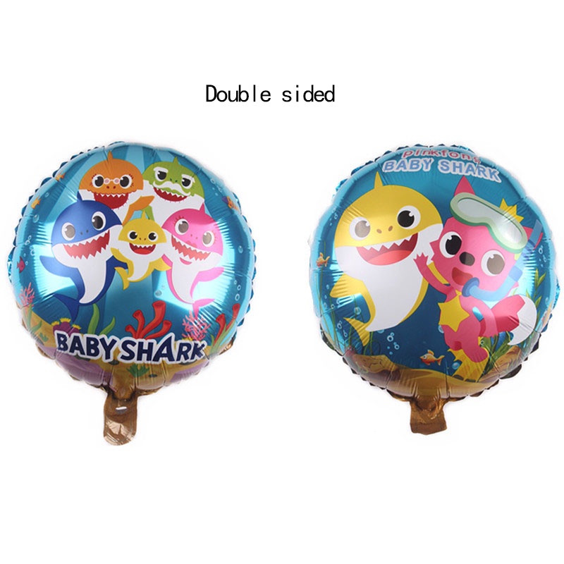 Set 5 Bong Bóng Lá Nhôm Hình Gia Đình Cá Mập Trang Trí Tiệc Sinh Nhật Cho Bé