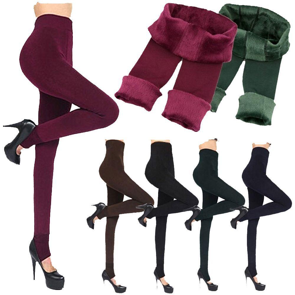 YVE Quần Legging Lót Lông Cừu Dày Dặn Co Giãn Thời Trang Mùa Đông Cho Nữ