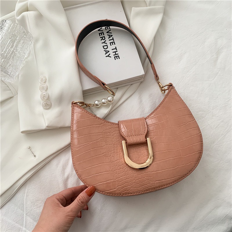 Túi Xách Nữ kẹp Nách Đeo Vai Phối Dây Ngọc Xinh Phong Cách Hàn Quốc Phù Hợp Đi Chơi Đi Tiệc