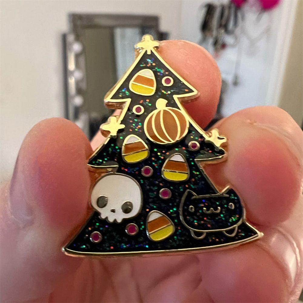 Ghim Cài Áo Hình Cây Thông Giáng Sinh Tráng Men Cứng Độc Đáo