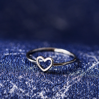 Silver Plated Copper Ring Empty Heart Face