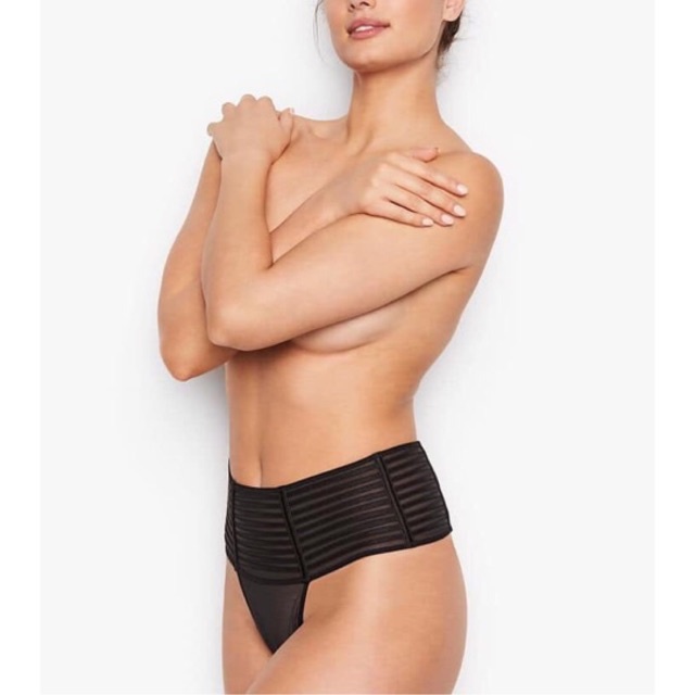 Quần lưới đen lọt khe cạp to bản Victoria's Secret