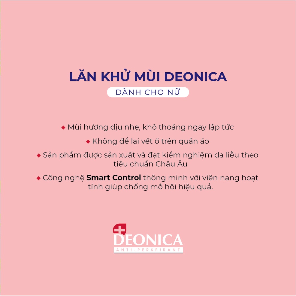 Lăn Khử Mùi Deonica Công Nghệ SMART CONTROL Dành Cho Nữ 50ml Nhập Khẩu Từ Nga